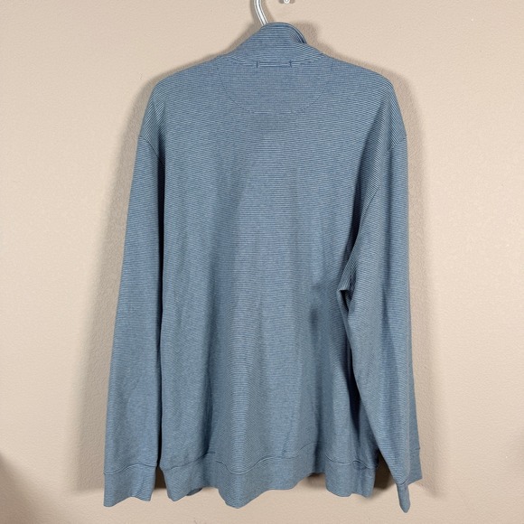 Vineyard Vines 1/4 Zip Pullover Sweater Whale Logo Mens 2XL Blue Striped read - Picture 4 of 7